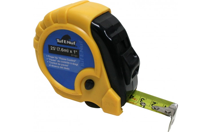 25' (7.6m) x 1" Rubber Jacket Tape Measure - 1/pack