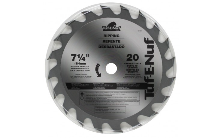 7-1/4" 20T ATB Ripping Blade - Bulk