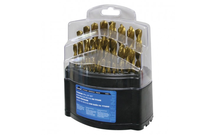 29pc Ti-N Coated HSS Drill Bit Set - Plastic Index Box