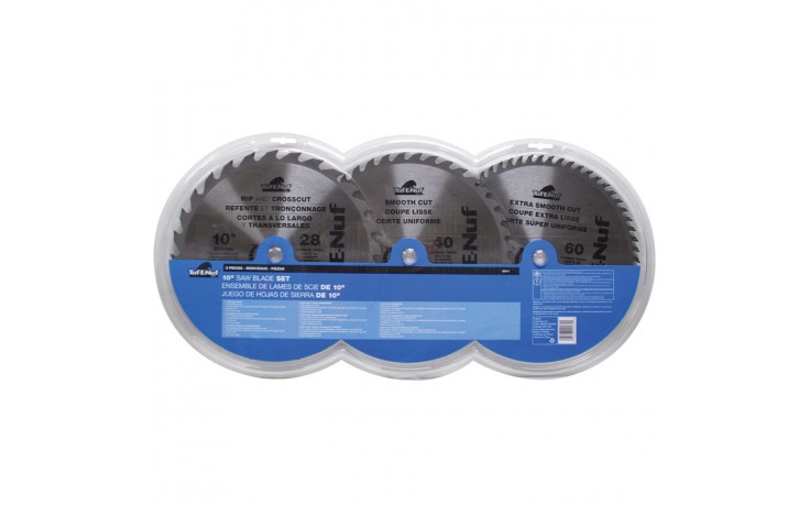 3pc 10" ATB Circular Saw Blade Set - Clamshell