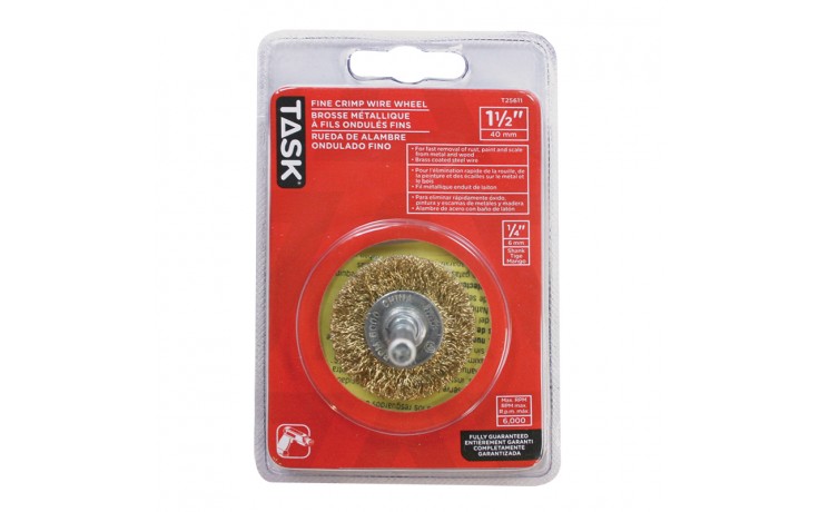 1-1/2" Coarse Brass Coated Steel Crimp Wire Wheel - 1/pack