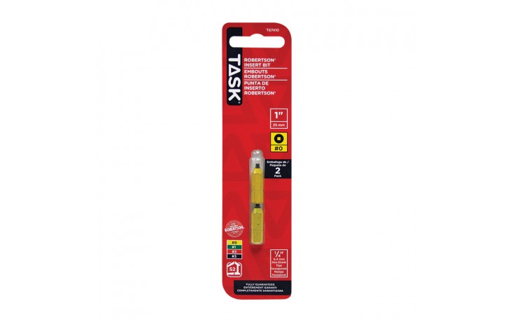 #0 Robertson® 1" Yellow Two-Piece Screwdriver Bit - 2/pack