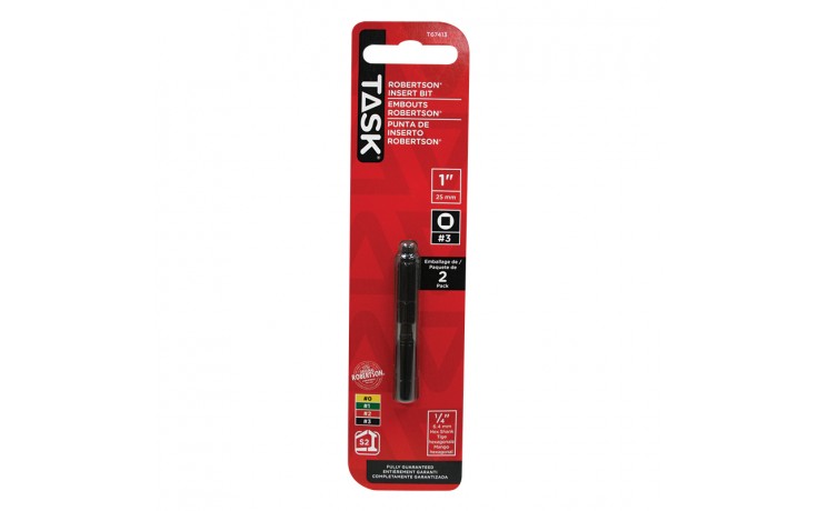 #3 Robertson® 1" Black Two-Piece Screwdriver Bit - 2/pack