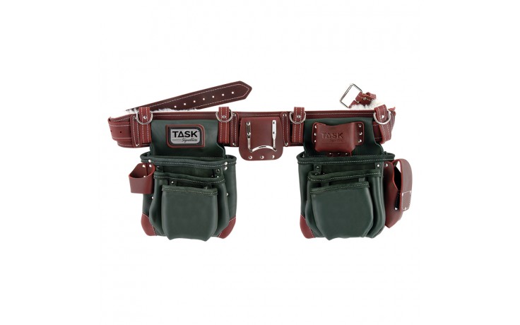 Green & Burgundy Sheepskin Lined 11 Pocket Left Handed Component Apron System SPECIAL ORDER - 1/pack