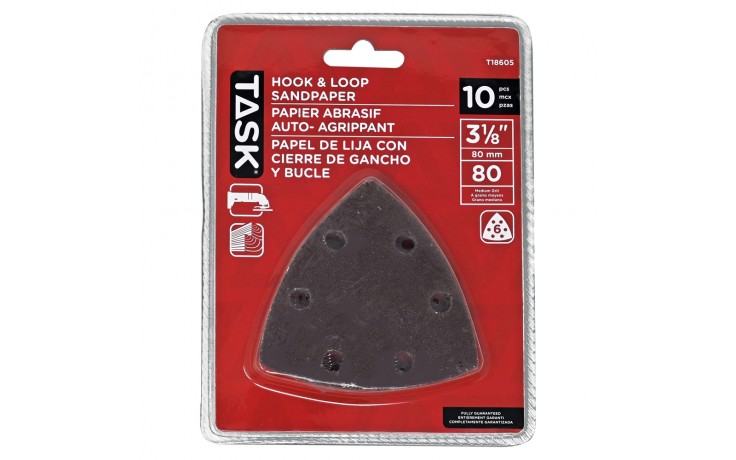 3-1/8" Hook & Loop Oscillating Sandpaper 80G- 10/Pack