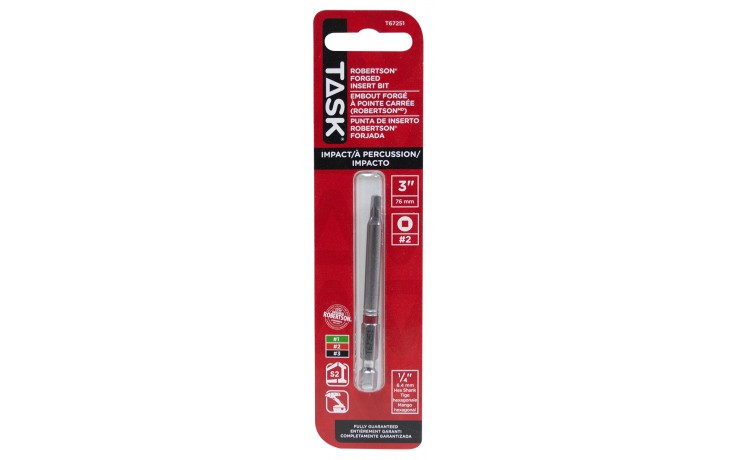 #2 Robertson 3" IMPACT Driver Bit - 1/Pk