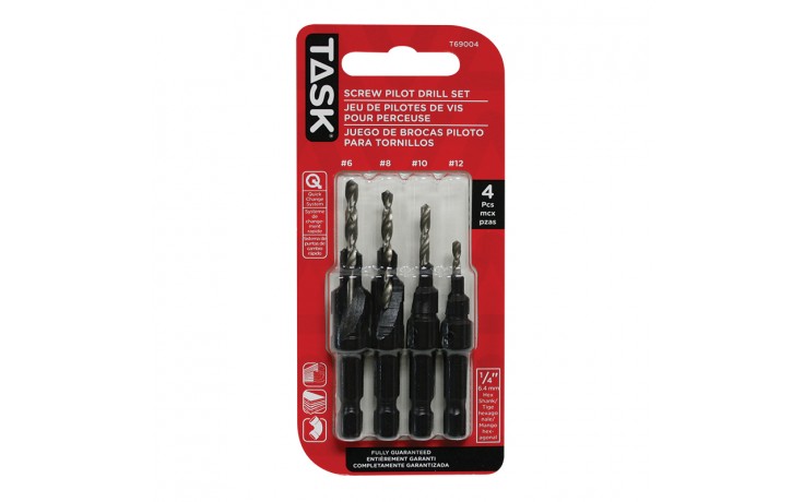 4pc Screw Pilot Drill Bit Set - Sandwich Blister