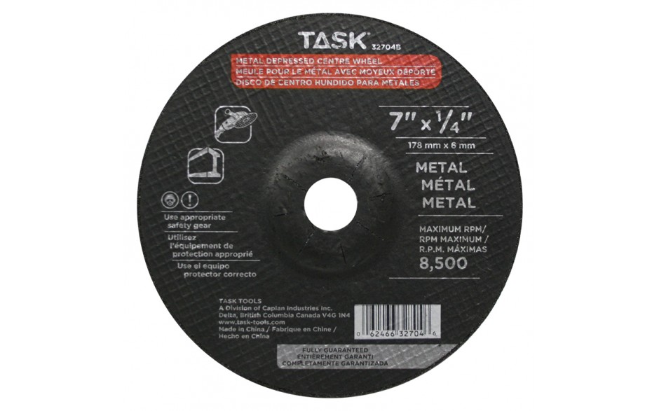 7" x 1/4" 7/8" Arbor Metal Depressed Center Wheel - Bulk