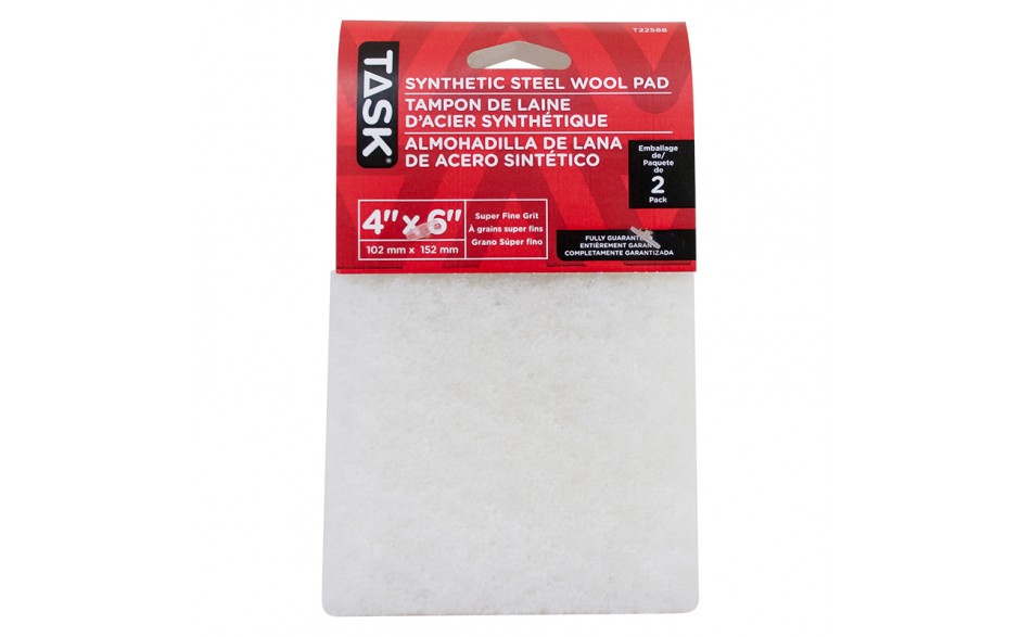 4" x 6" Super Fine White Synthetic Steel Wool Pad - 2/pack