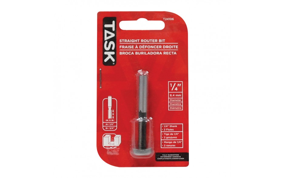 Straight 2-Flute 1/4" x 3/4" Carbide Ht. 1/4" Shank Router Bit - 1/pack