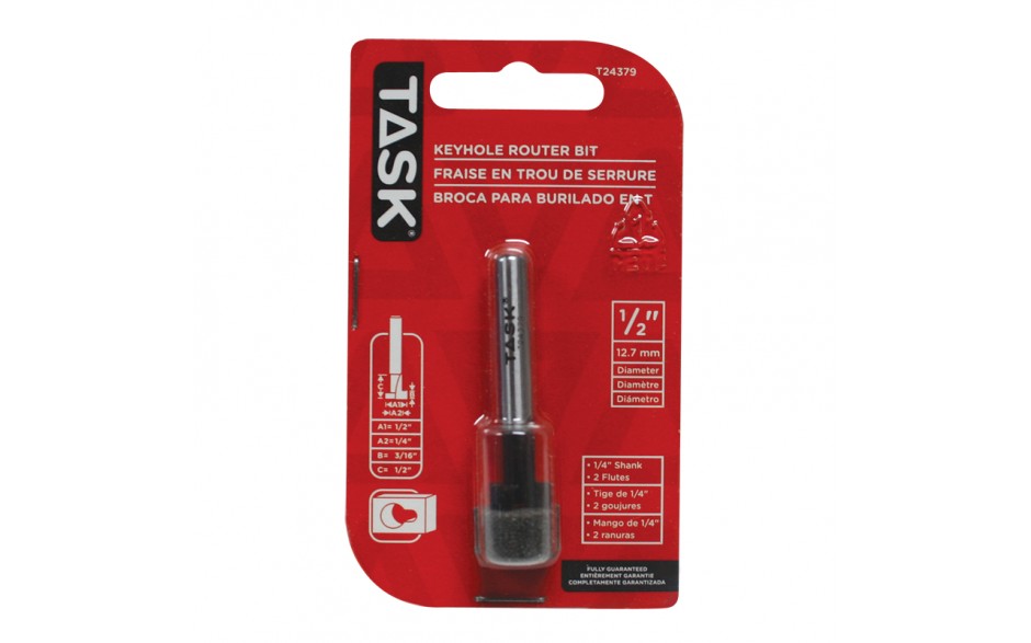 Keyhole 1/2" x 3/16" Carbide Ht. 1/4" Shank Router Bit - 1/pack