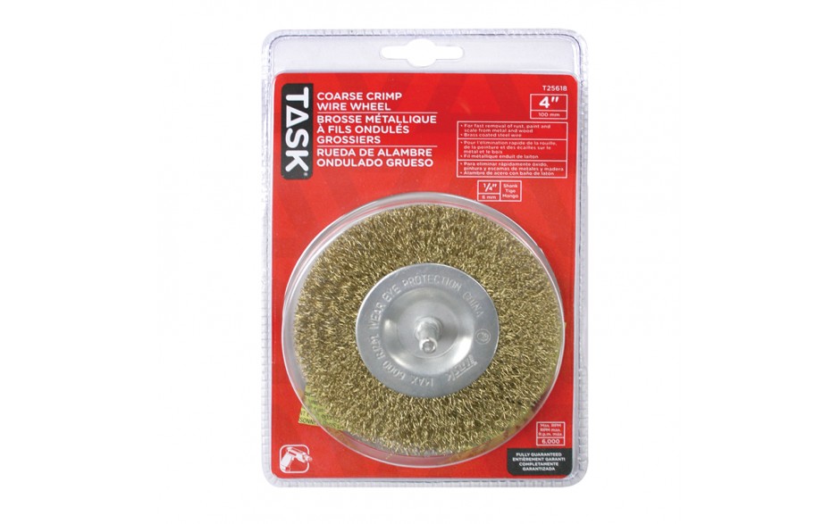 4" Coarse Brass Coated Steel Crimp Wire Wheel - 1/pack