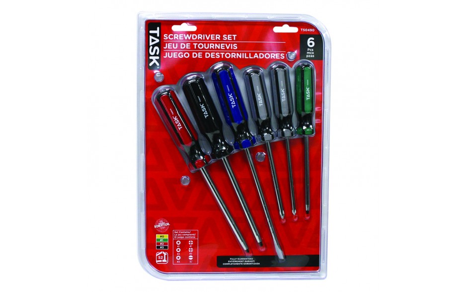 6pc Acetate Hard Grip Screwdriver Set - Clamshell