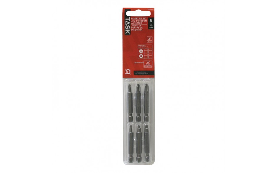 6pc 2" Square Recess / Phillips Screwdriver Bit Set - Blister Card