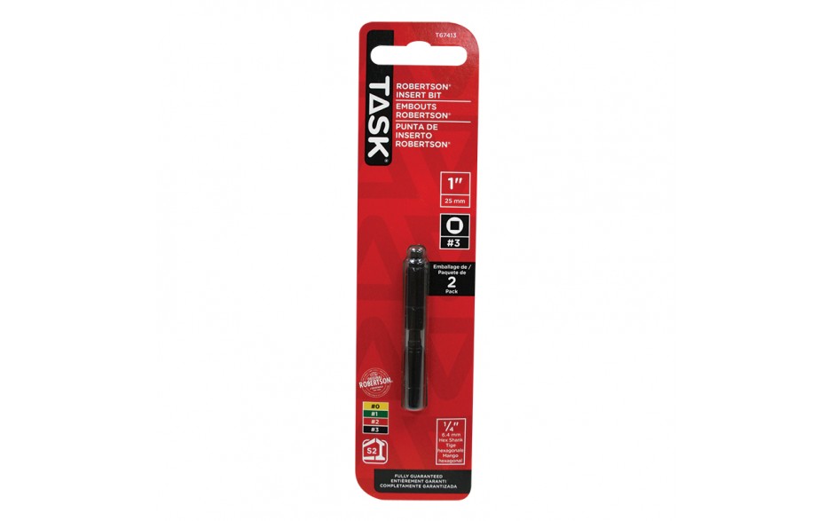 #3 Robertson® 1" Black Two-Piece Screwdriver Bit - 2/pack