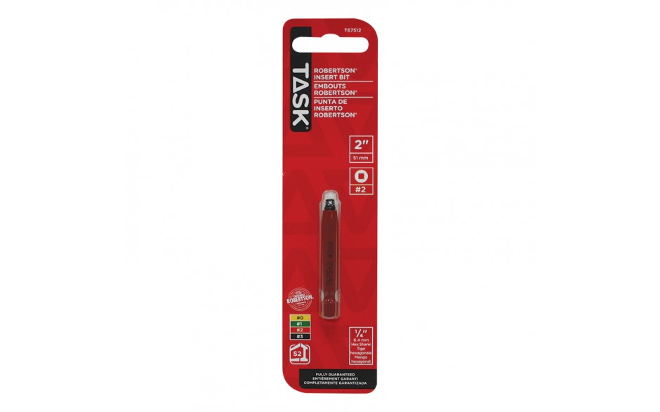 #2 Robertson® 2" Red Two-Piece Screwdriver Bit - 1/pack