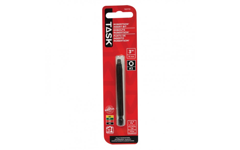 #3 Robertson® 3" Black Two-Piece Screwdriver Bit - 1/pack