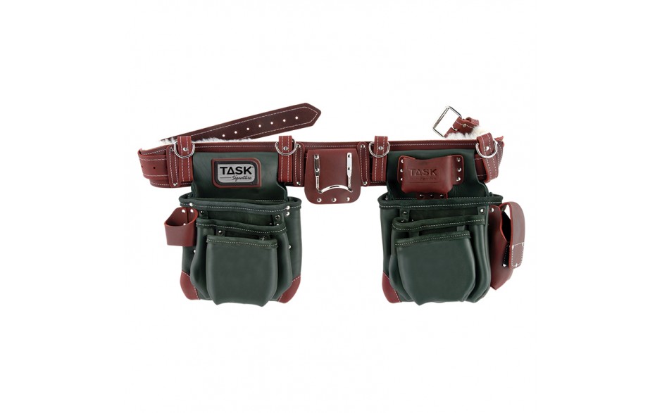 Green & Burgundy Sheepskin Lined 11 Pocket Left Handed Component Apron System SPECIAL ORDER - 1/pack