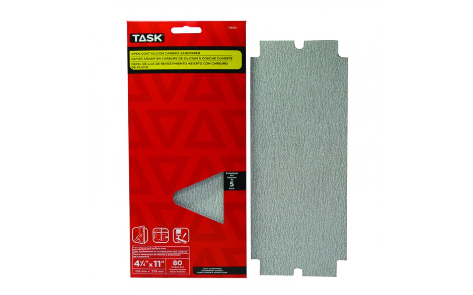 4-1/4" x 11" 80 grit Medium Drywall Sandpaper - 5/pack