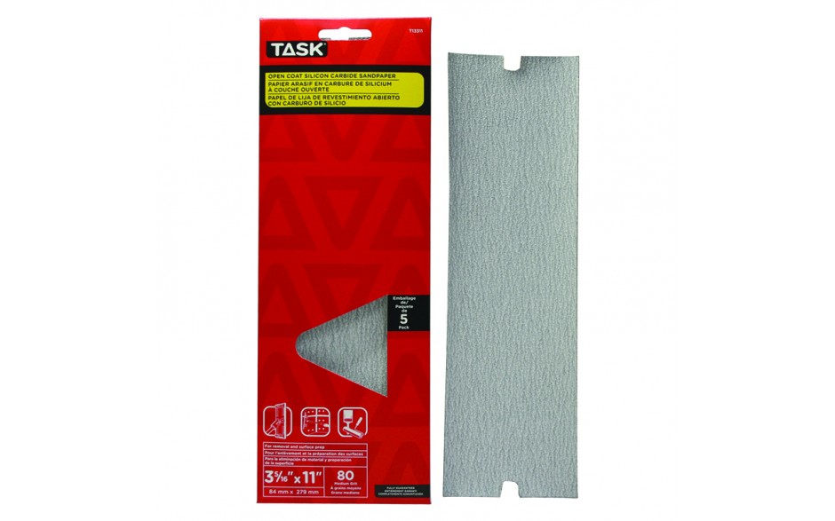 3-5/16" x 11" 80 Grit Medium Drywall Sandpaper - 5/pack