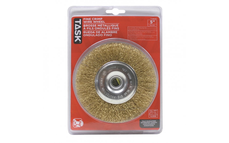 5" Fine Brass Coated Steel Crimp Wire Wheel with 1/2" & 5/8" Arbor Hole - 1/pack