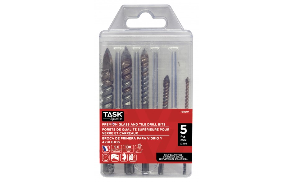 5 pc Premium Glass and Tile Drill Bit Set