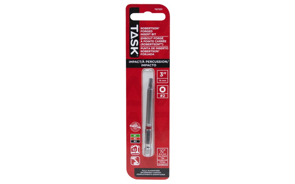 #2 Robertson 3" IMPACT Driver Bit - 1/Pk