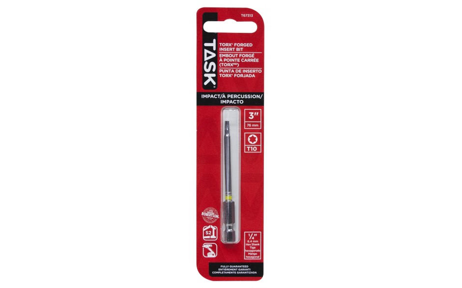 T10 Torx 3" IMPACT Driver Bit - 1/Pk