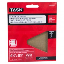 4-1/2" x 5-1/2" 220 Grit Very Fine Aluminum Oxide 1/4 Clip-On Sheets - 5/pack