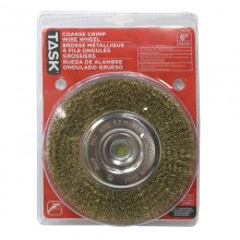 6" Coarse Brass Coated Steel Crimp Wire Wheel with 1/2" & 5/8" Arbor Hole - 1/pack