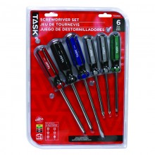 6pc Acetate Hard Grip Screwdriver Set - Clamshell