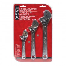 3pc Adjustable Wrench Set - Clamshell