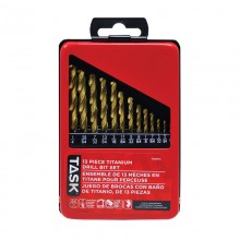 13pc Ti-N Coated HSS Drill Bit Set - Metal Index Box