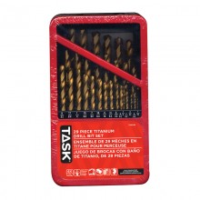 29pc Ti-N Coated HSS Drill Bit Set - Metal Index Box