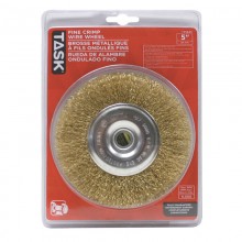 5" Fine Brass Coated Steel Crimp Wire Wheel with 1/2" & 5/8" Arbor Hole - 1/pack